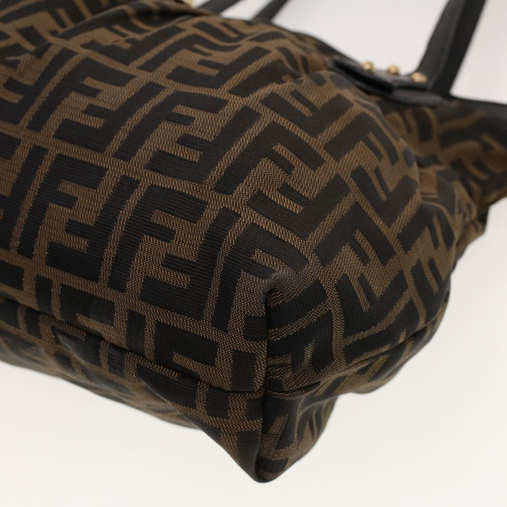 FENDI Zucca Canvas Shoulder Bag Black Brown rd5025