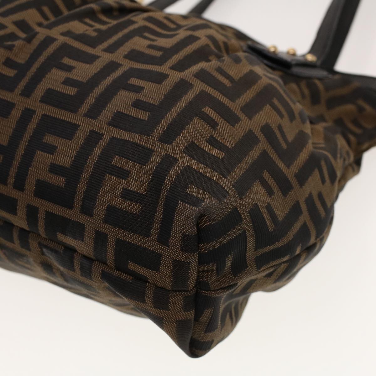 FENDI Zucca Canvas Shoulder Bag Black Brown rd5025