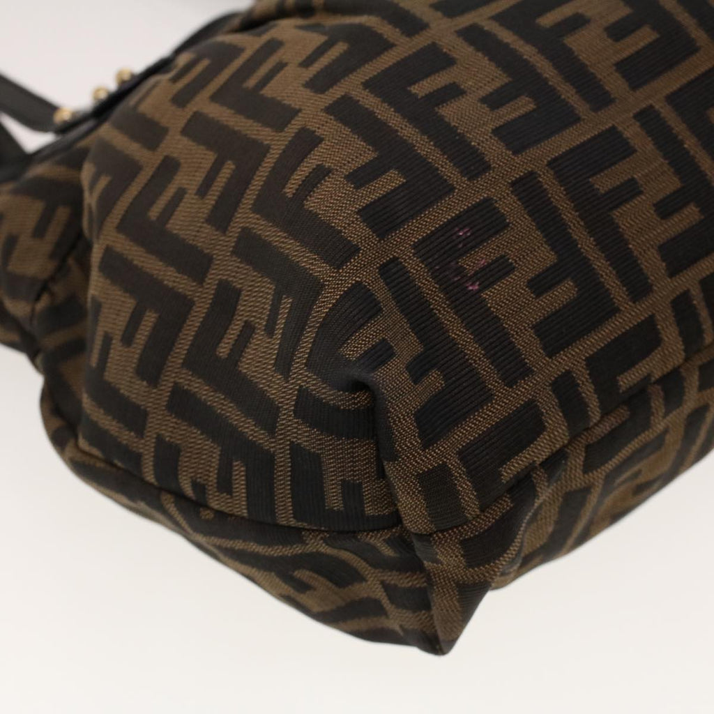 FENDI Zucca Canvas Shoulder Bag Black Brown rd5025