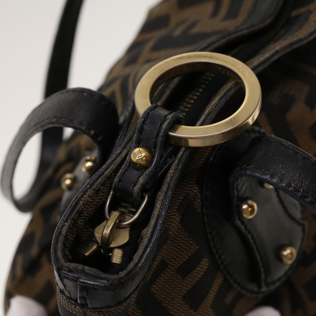 FENDI Zucca Canvas Shoulder Bag Black Brown rd5025