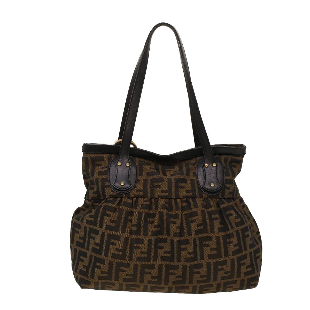 FENDI Zucca Canvas Shoulder Bag Black Brown rd5025