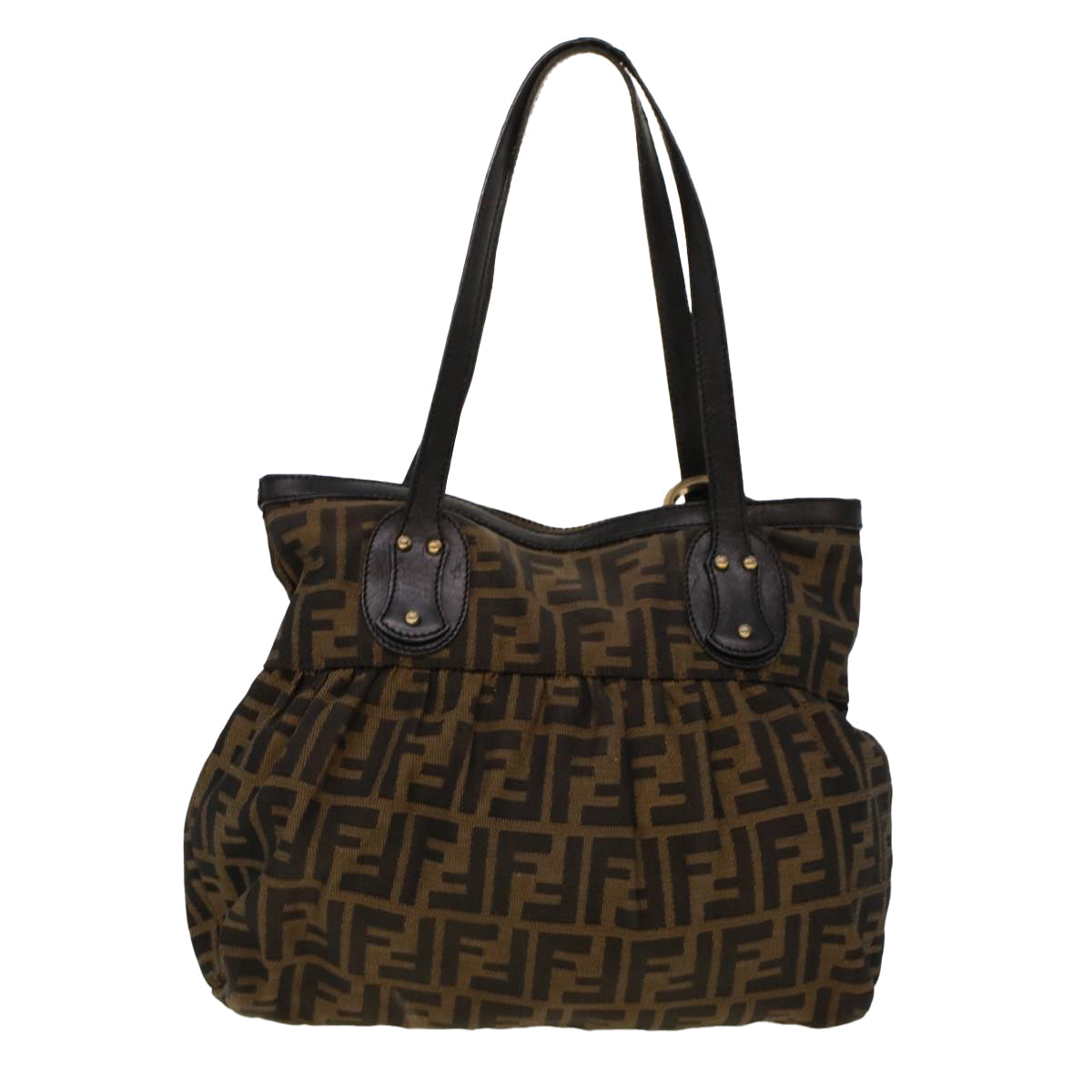 FENDI Zucca Canvas Shoulder Bag Black Brown rd5025