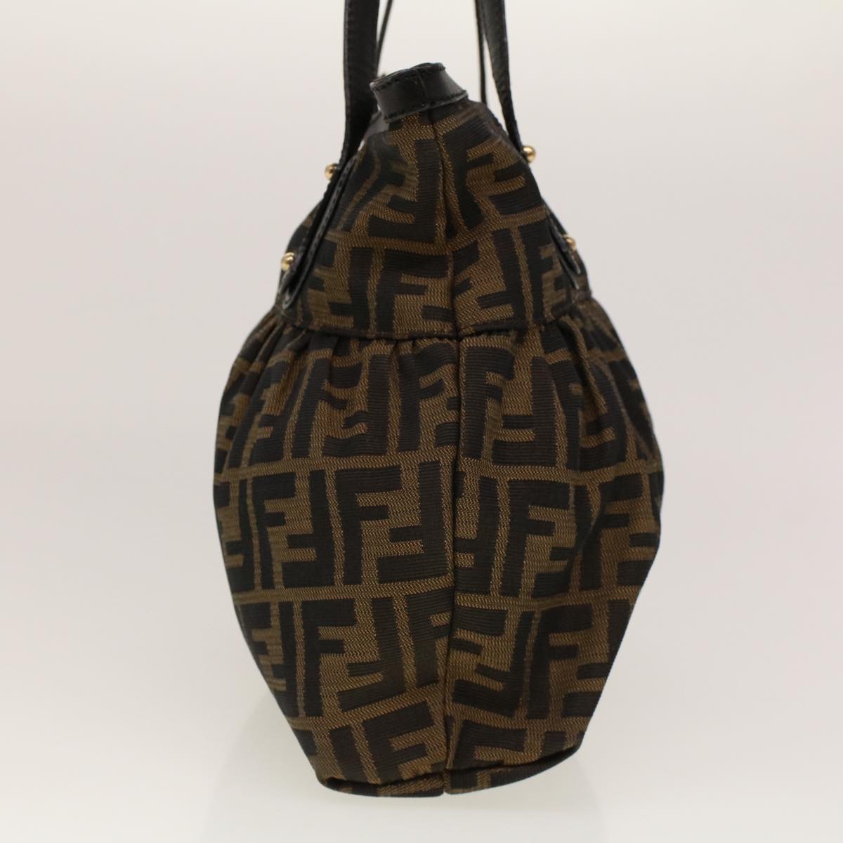 FENDI Zucca Canvas Shoulder Bag Black Brown rd5025
