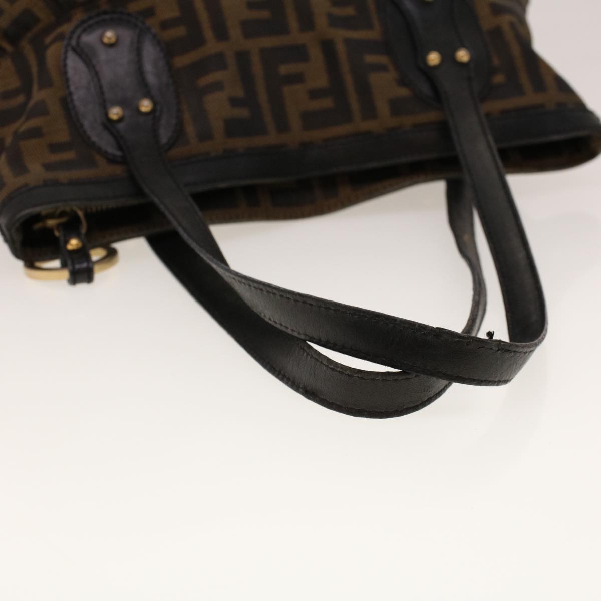 FENDI Zucca Canvas Shoulder Bag Black Brown rd5025