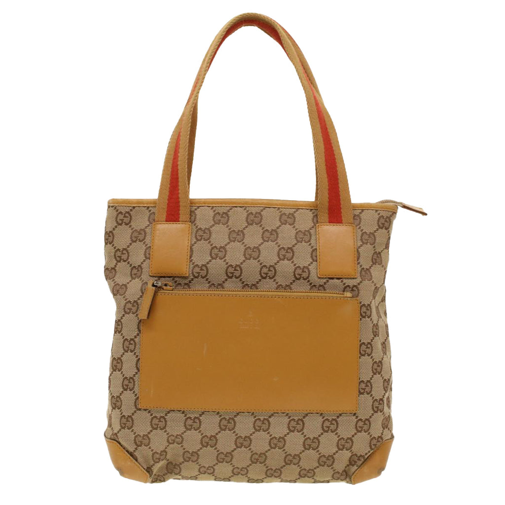 GUCCI GG Canvas Sherry Line Tote Bag Beige Red 019 0402 1705 rd5046
