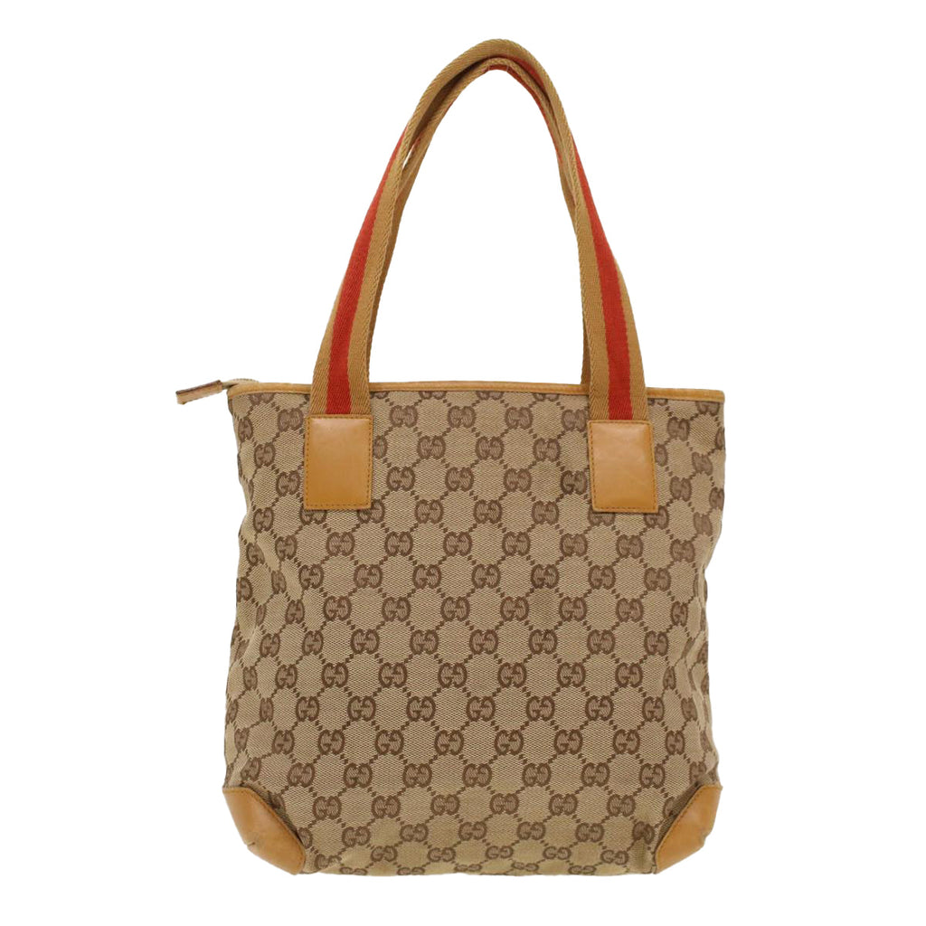 GUCCI GG Canvas Sherry Line Tote Bag Beige Red 019 0402 1705 rd5046