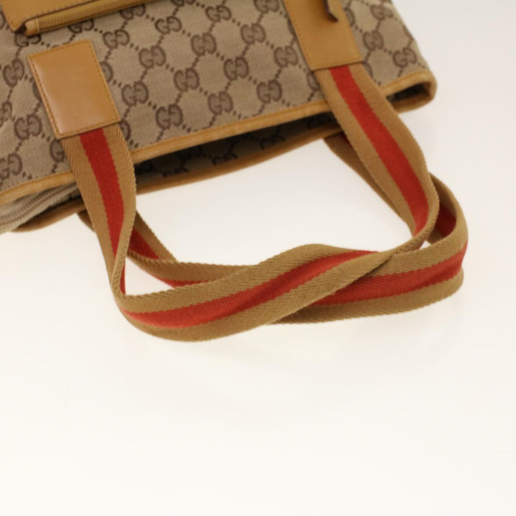 GUCCI GG Canvas Sherry Line Tote Bag Beige Red 019 0402 1705 rd5046