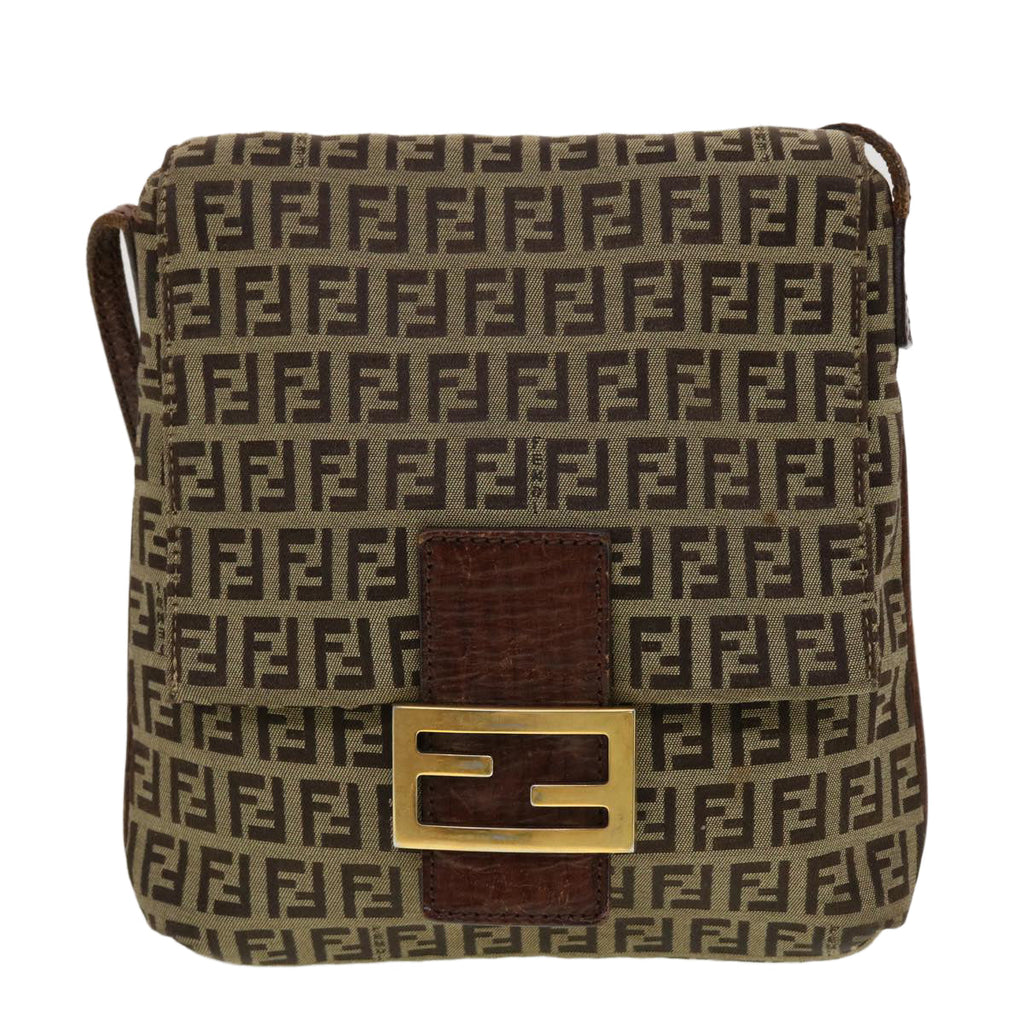 FENDI Zucchino Canvas Shoulder Bag Brown 2228-8BT075-TN9069 rd5064