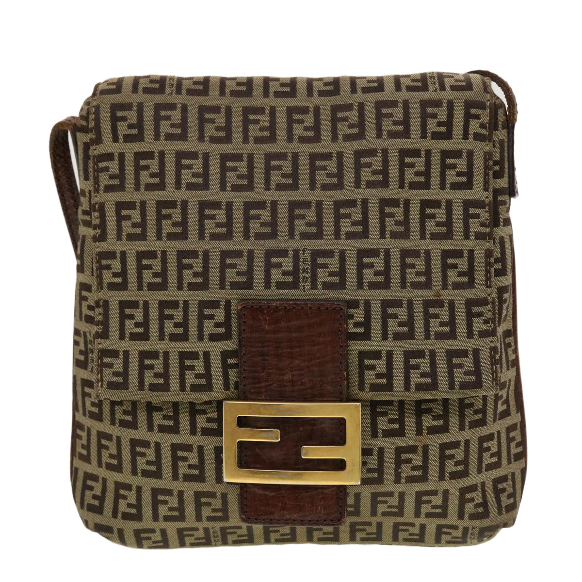 FENDI Zucchino Canvas Shoulder Bag Brown 2228-8BT075-TN9069 rd5064
