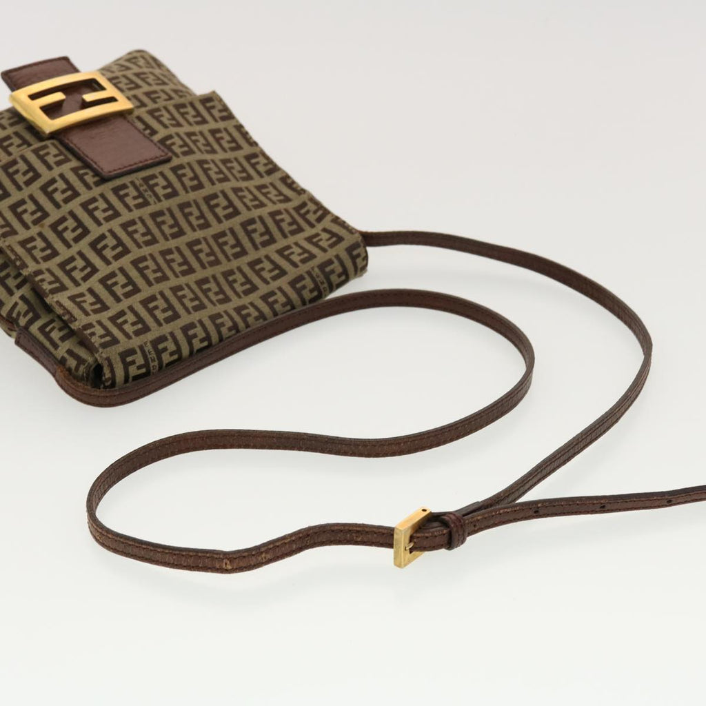 FENDI Zucchino Canvas Shoulder Bag Brown 2228-8BT075-TN9069 rd5064