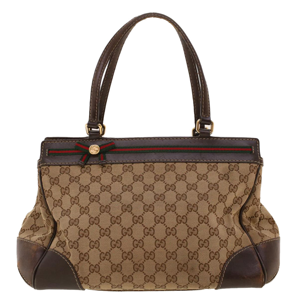 GUCCI GG Canvas Web Sherry Line Tote Bag Beige Green Red 257063 rd5144