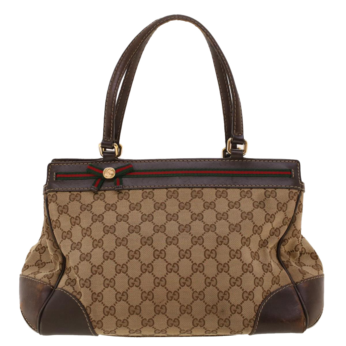 GUCCI GG Canvas Web Sherry Line Tote Bag Beige Green Red 257063 rd5144