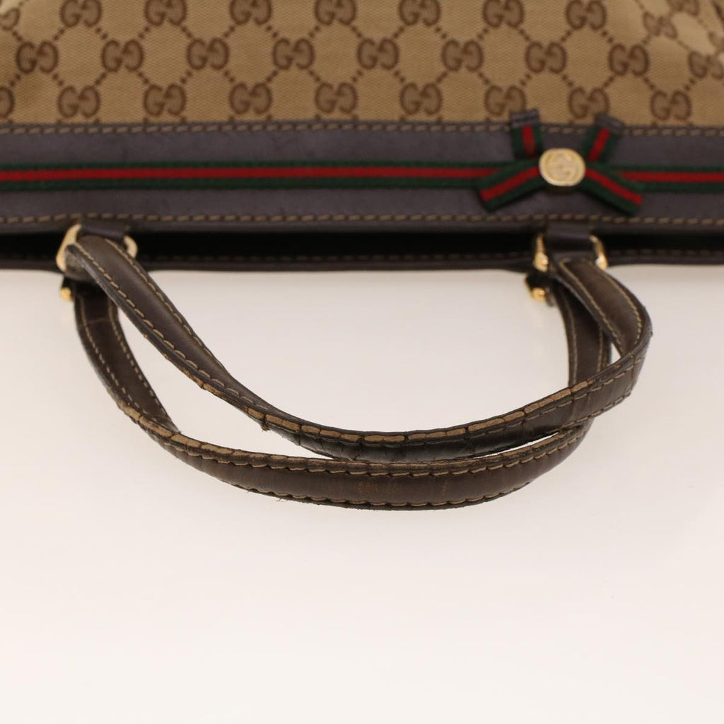 GUCCI GG Canvas Web Sherry Line Tote Bag Beige Green Red 257063 rd5144