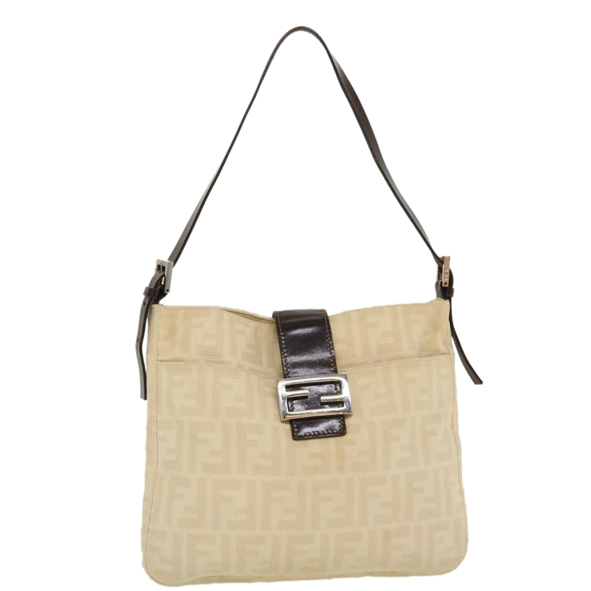 FENDI Zucca Canvas Mamma Baguette Shoulder Bag Beige 2211 26727 008 rd5152