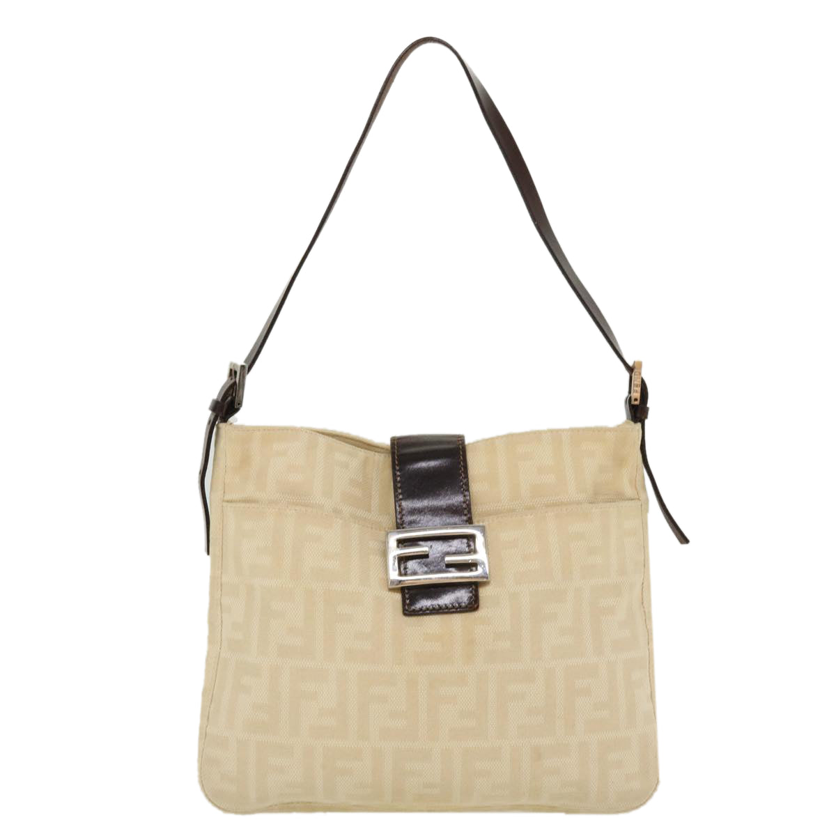 FENDI Zucca Canvas Mamma Baguette Shoulder Bag Beige 2211 26727 008 rd5152