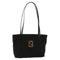 FENDI Zucchino Canvas Shoulder Bag Black rd5155