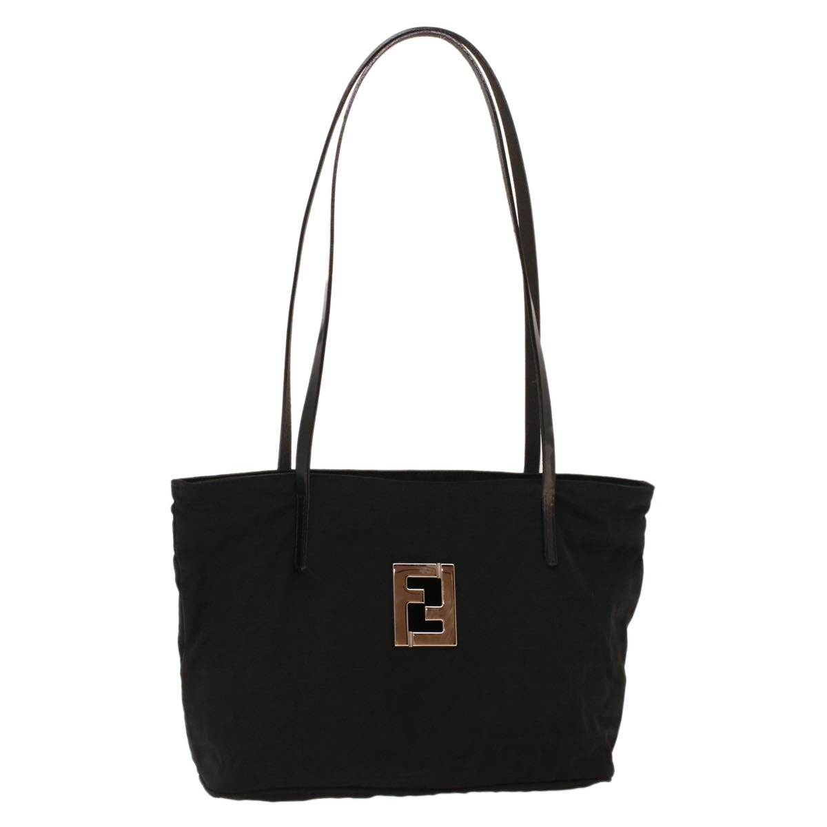 FENDI Zucchino Canvas Shoulder Bag Black rd5155