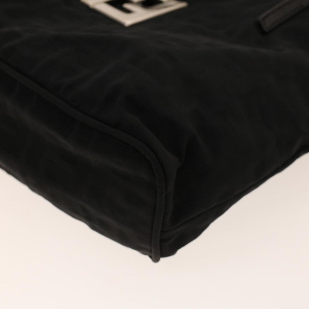 FENDI Zucchino Canvas Shoulder Bag Black rd5155
