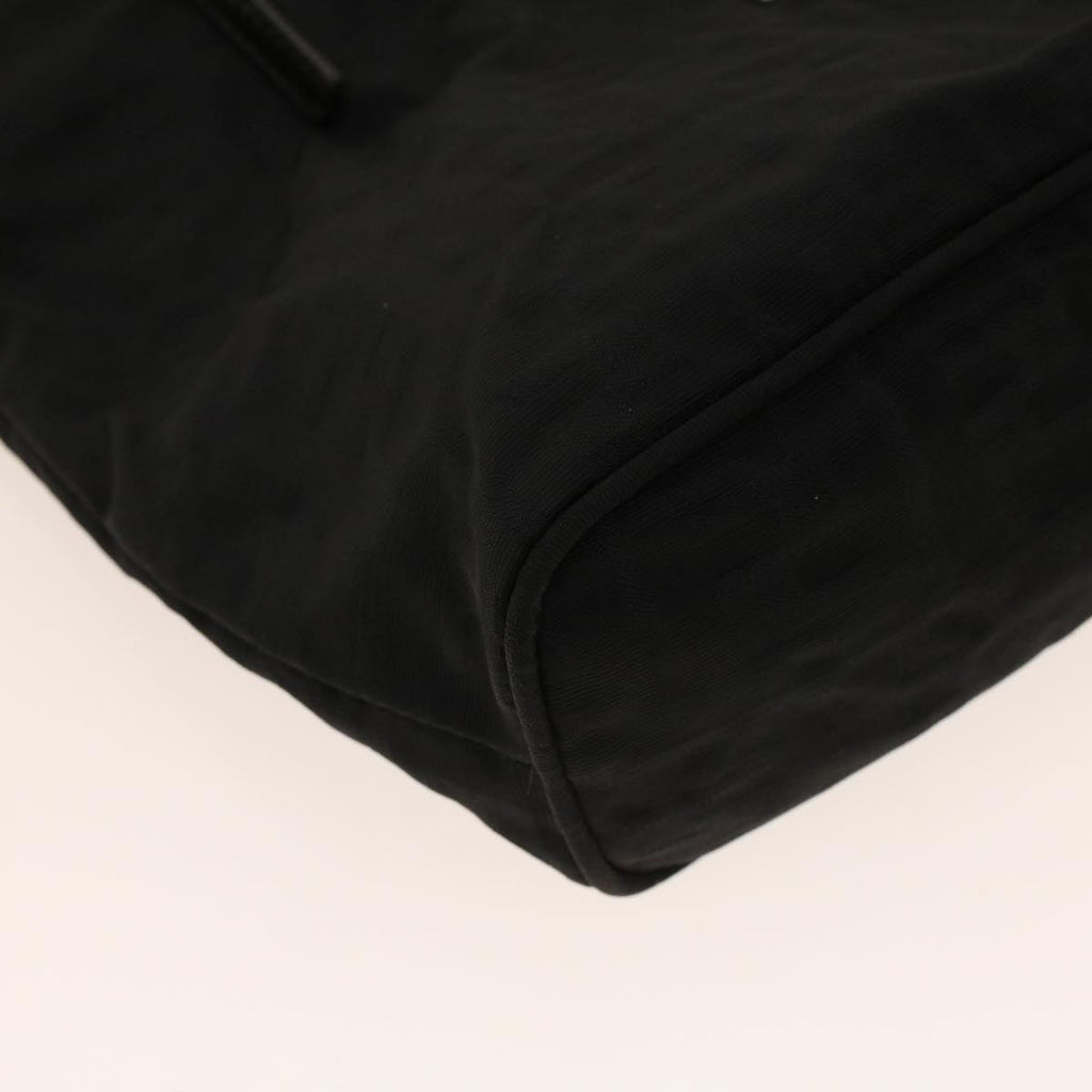 FENDI Zucchino Canvas Shoulder Bag Black rd5155