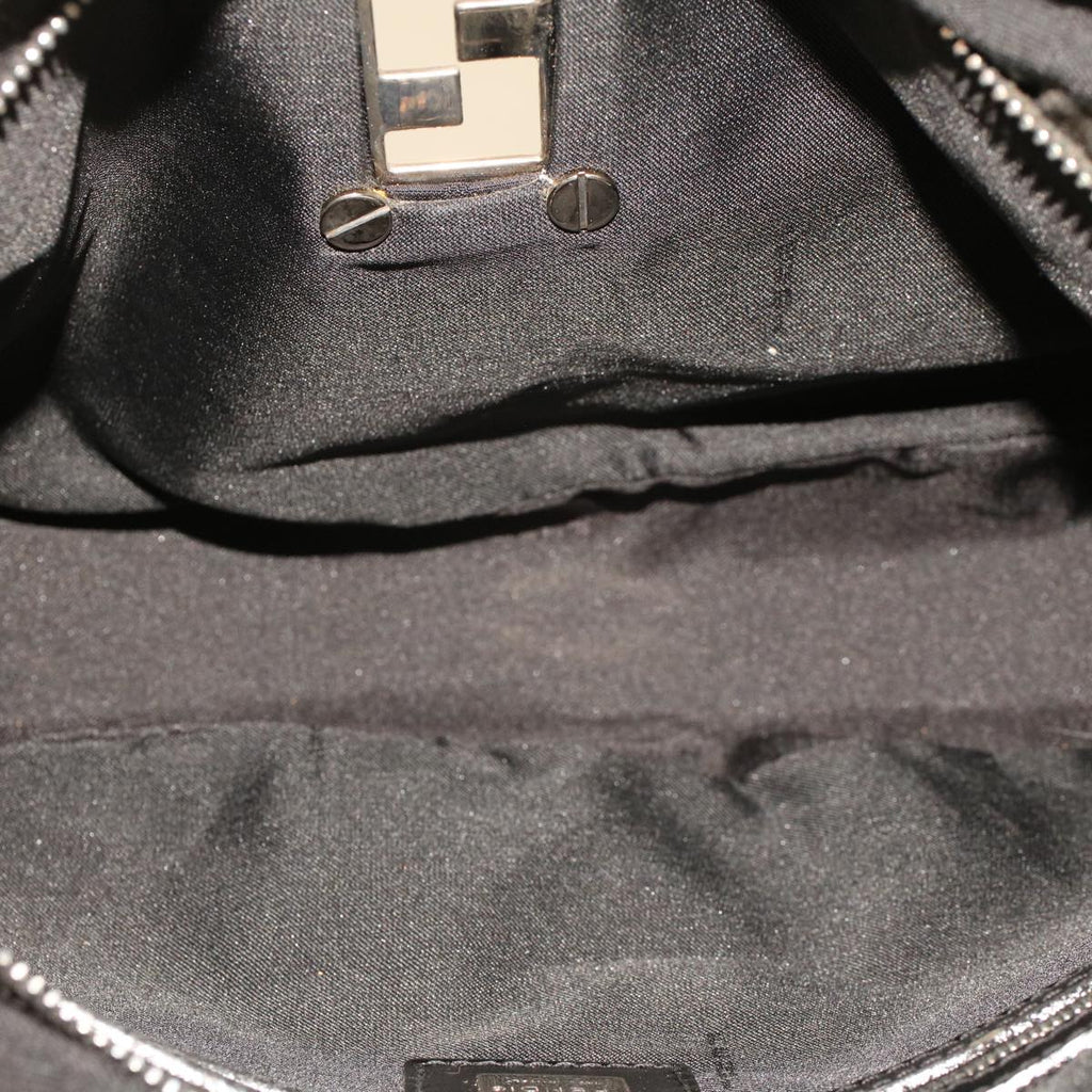 FENDI Zucchino Canvas Shoulder Bag Black rd5155