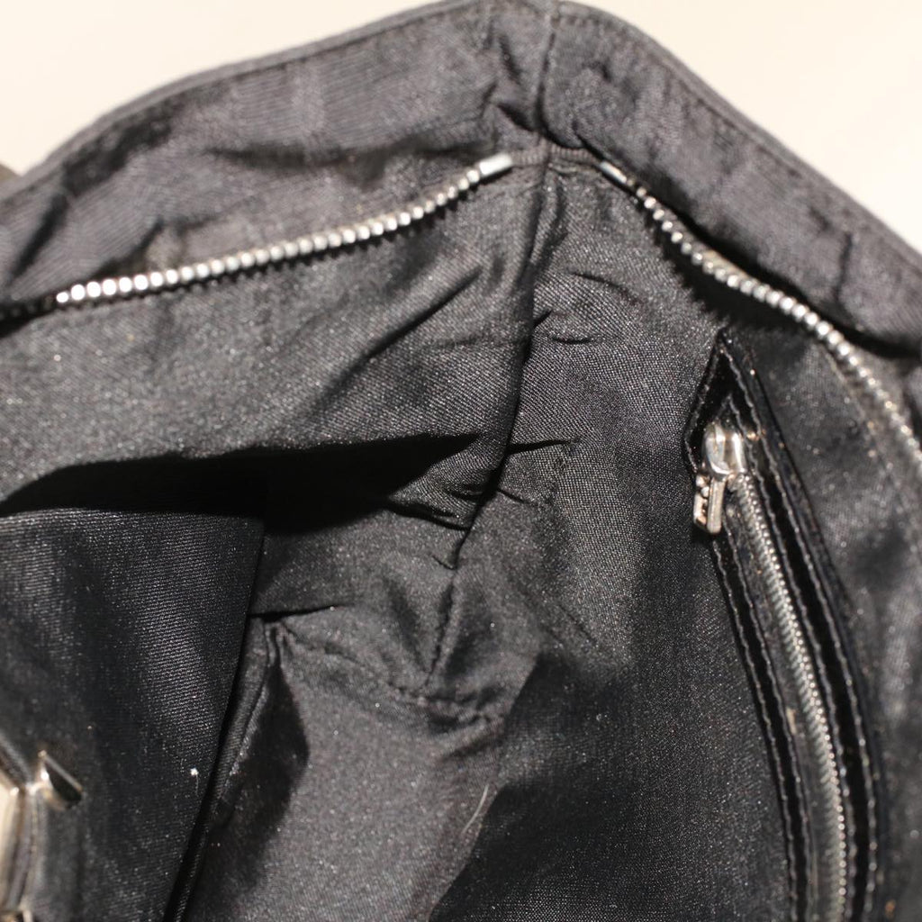 FENDI Zucchino Canvas Shoulder Bag Black rd5155