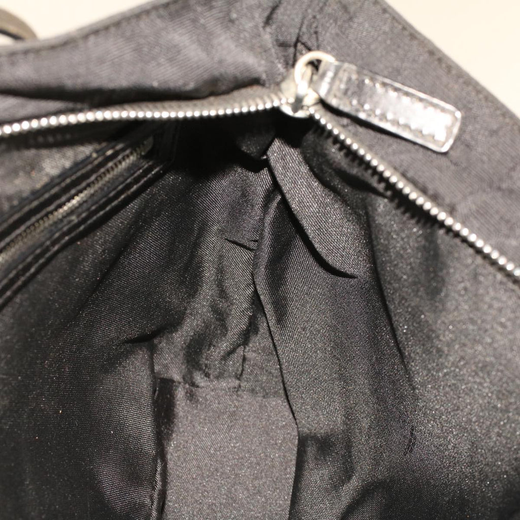 FENDI Zucchino Canvas Shoulder Bag Black rd5155