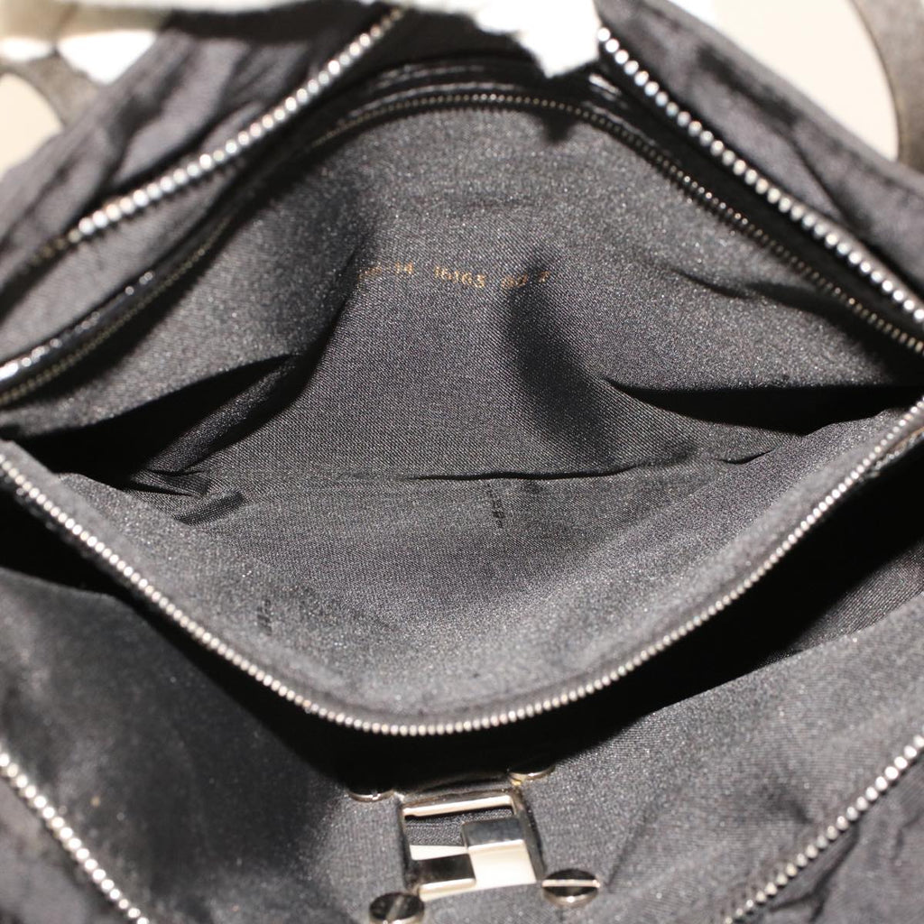 FENDI Zucchino Canvas Shoulder Bag Black rd5155