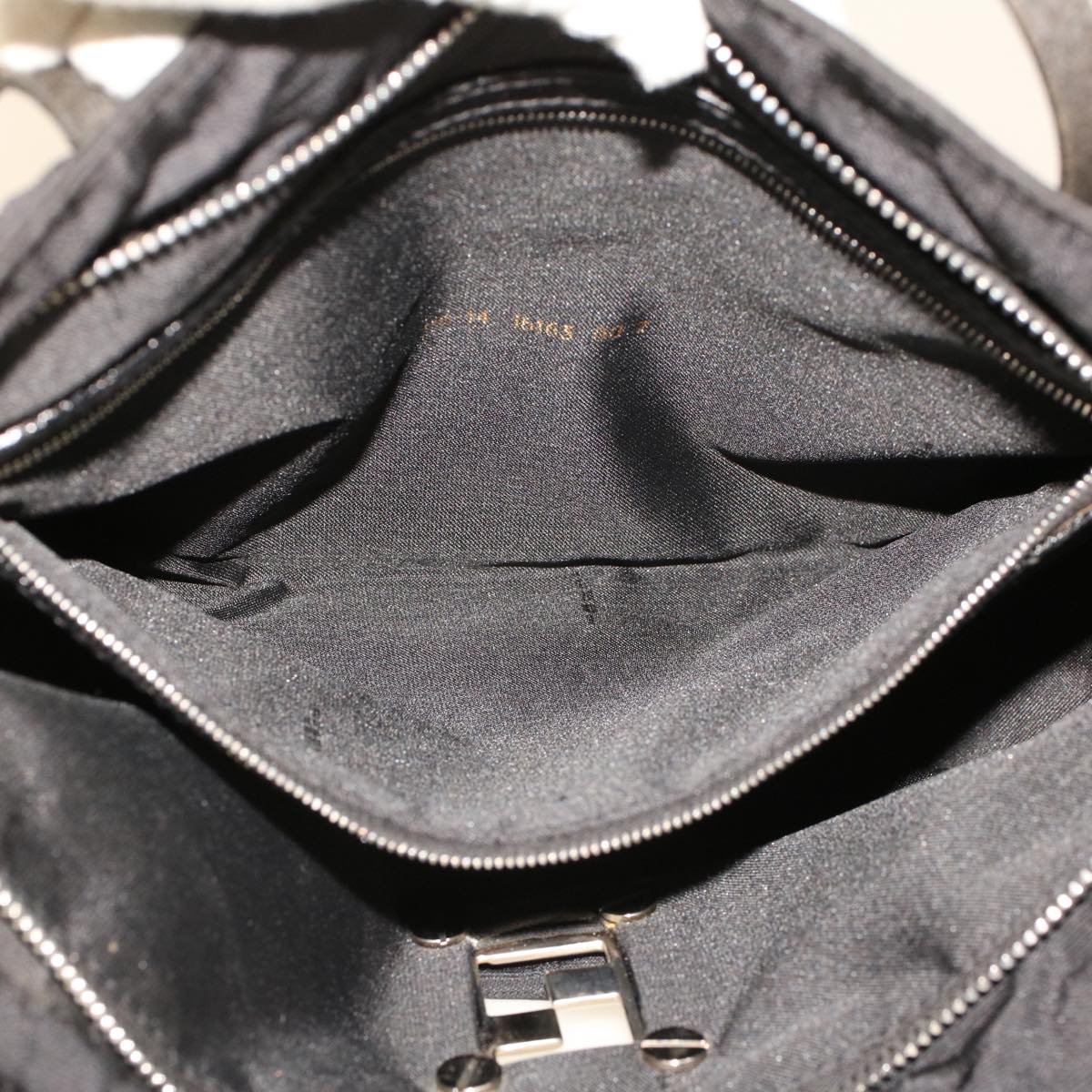 FENDI Zucchino Canvas Shoulder Bag Black rd5155
