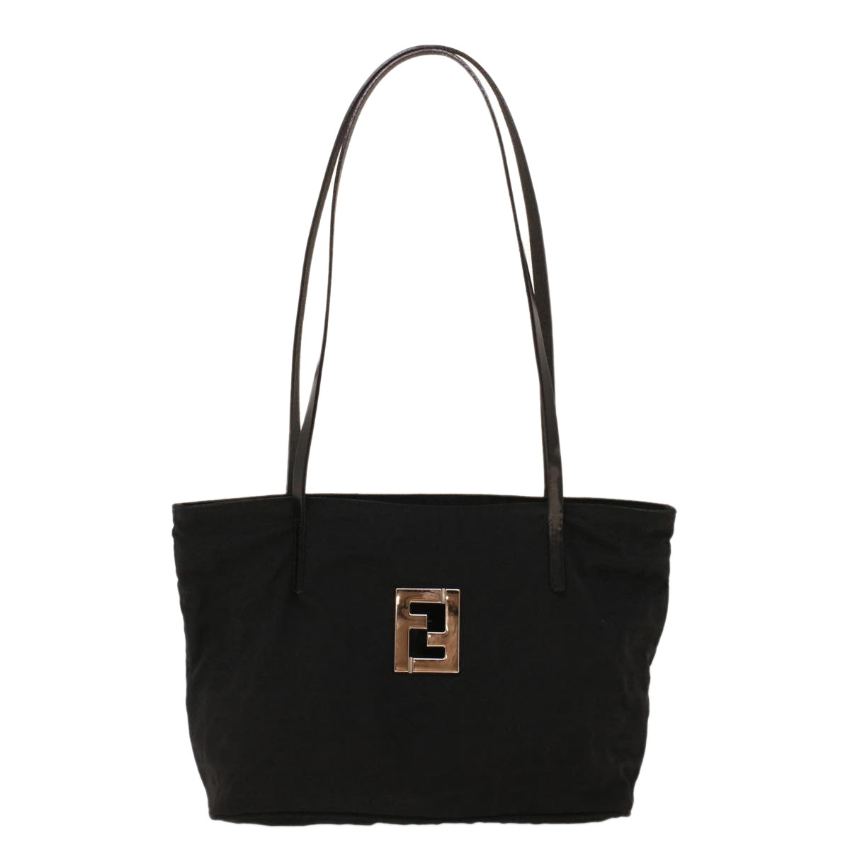 FENDI Zucchino Canvas Shoulder Bag Black rd5155