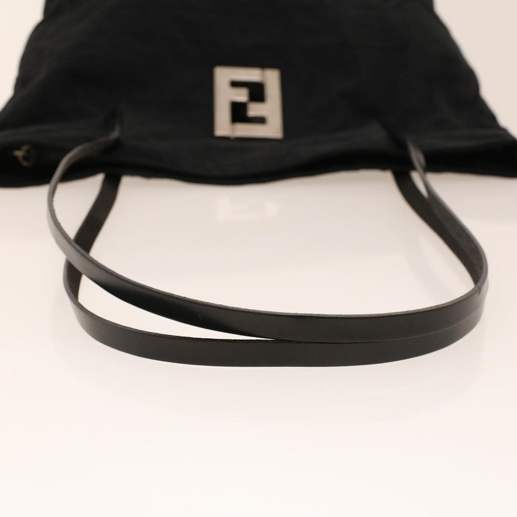 FENDI Zucchino Canvas Shoulder Bag Black rd5155