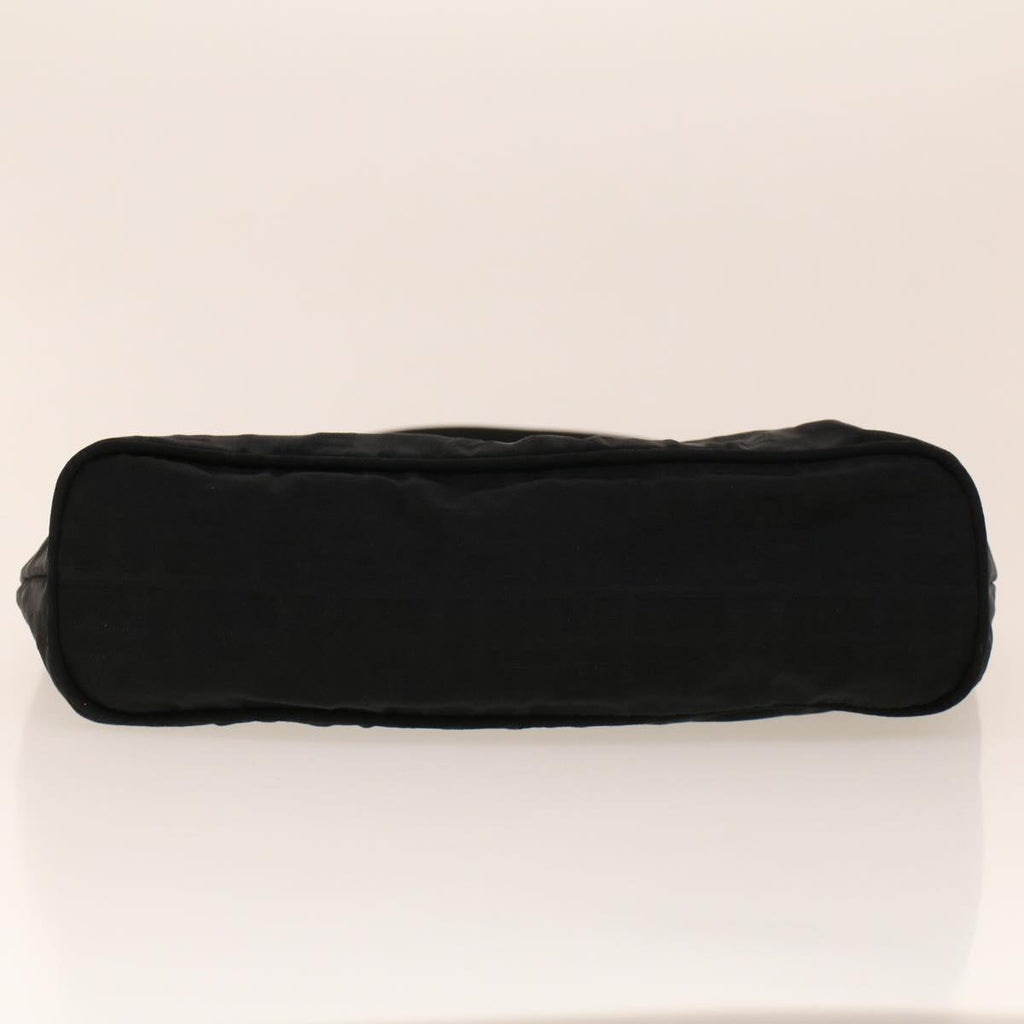 FENDI Zucchino Canvas Shoulder Bag Black rd5155