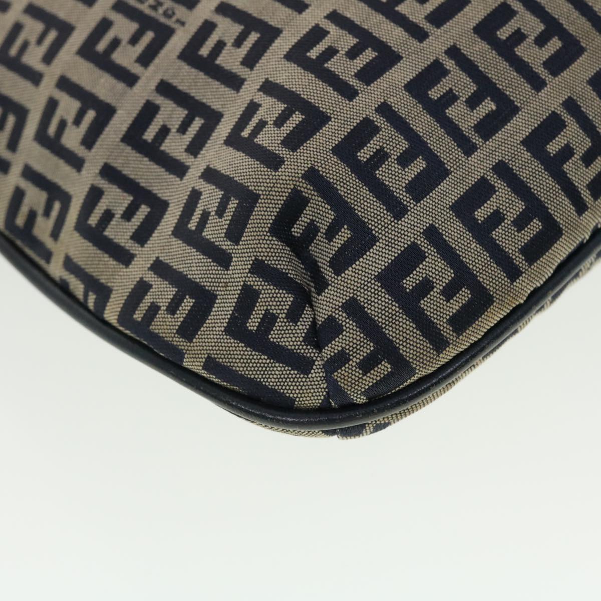 FENDI Zucchino Canvas Mamma Baguette Shoulder Bag Navy 83164900012 rd5160