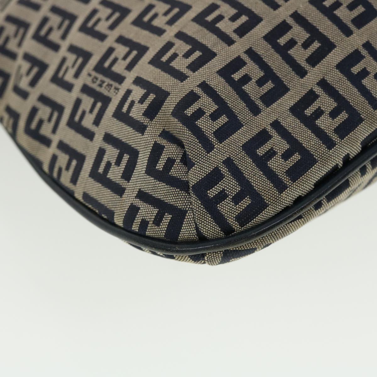 FENDI Zucchino Canvas Mamma Baguette Shoulder Bag Navy 83164900012 rd5160