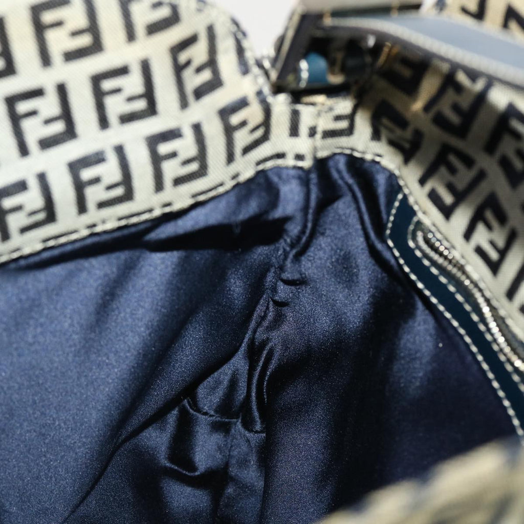 FENDI Zucchino Canvas Mamma Baguette Shoulder Bag Navy 83164900012 rd5160