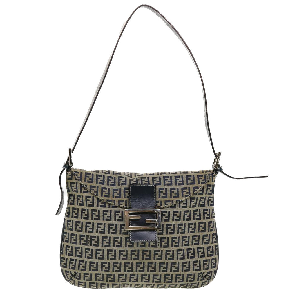 FENDI Zucchino Canvas Mamma Baguette Shoulder Bag Navy 83164900012 rd5160