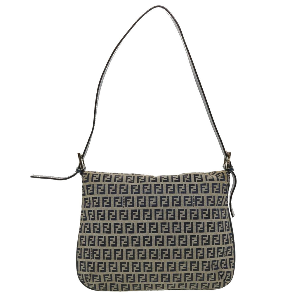 FENDI Zucchino Canvas Mamma Baguette Shoulder Bag Navy 83164900012 rd5160
