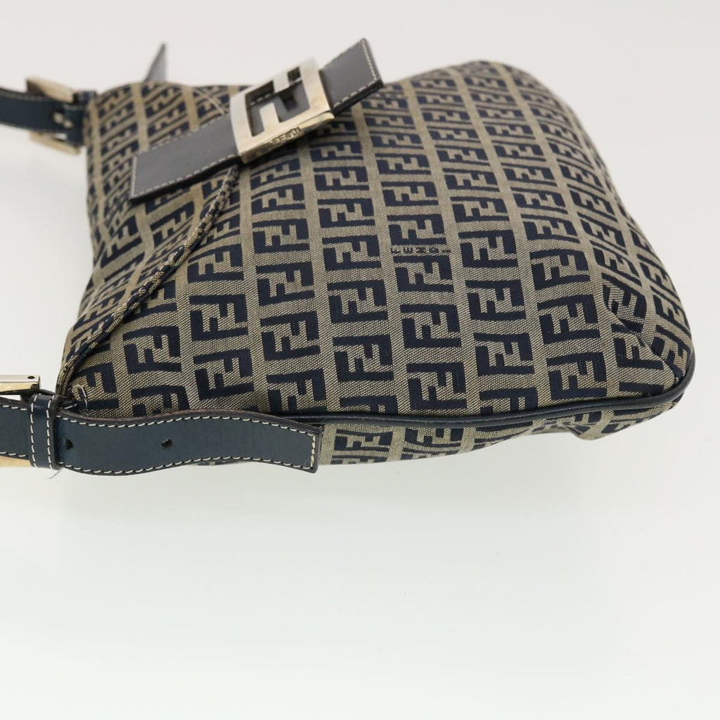 FENDI Zucchino Canvas Mamma Baguette Shoulder Bag Navy 83164900012 rd5160