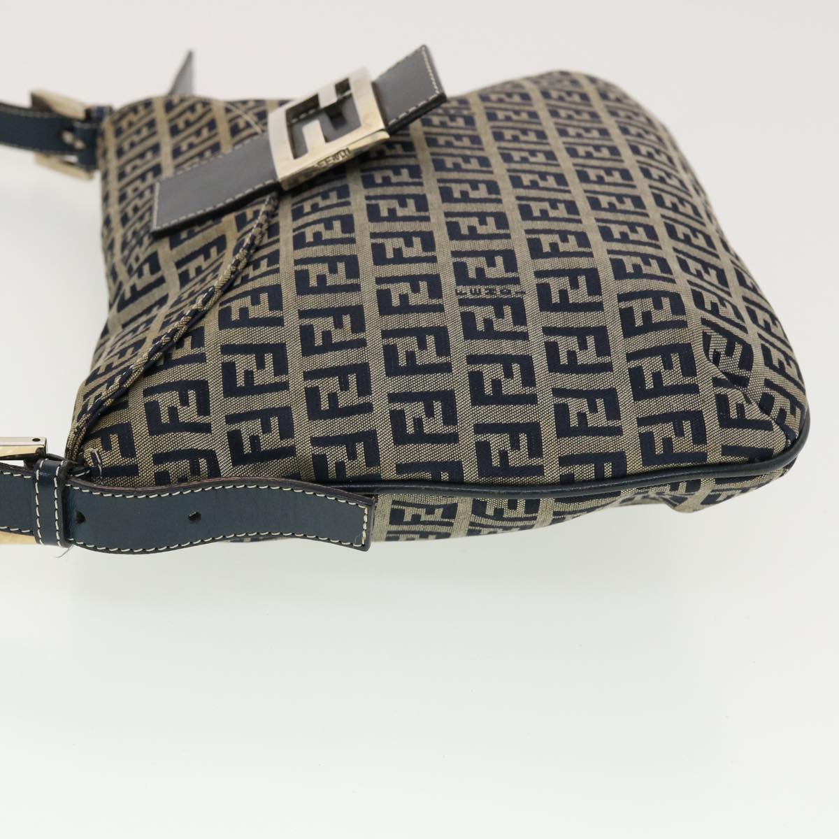 FENDI Zucchino Canvas Mamma Baguette Shoulder Bag Navy 83164900012 rd5160