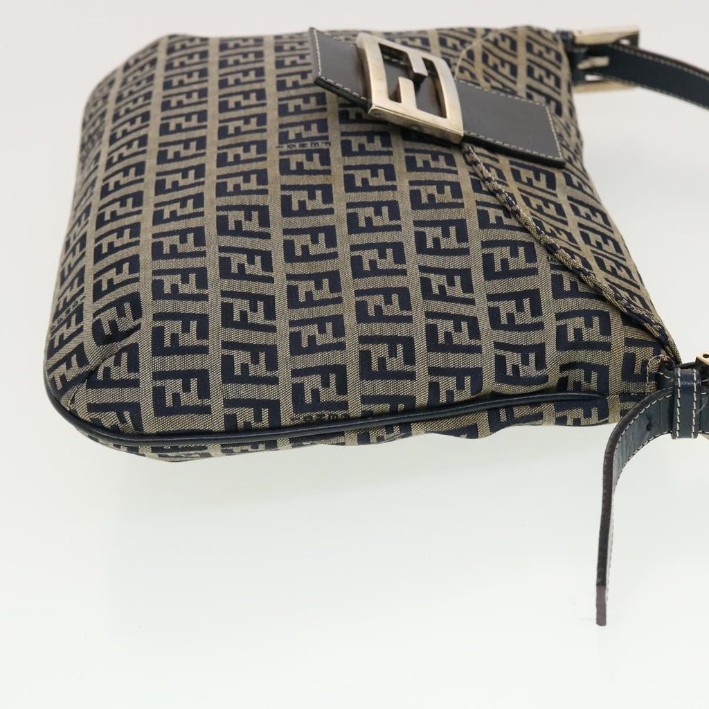 FENDI Zucchino Canvas Mamma Baguette Shoulder Bag Navy 83164900012 rd5160
