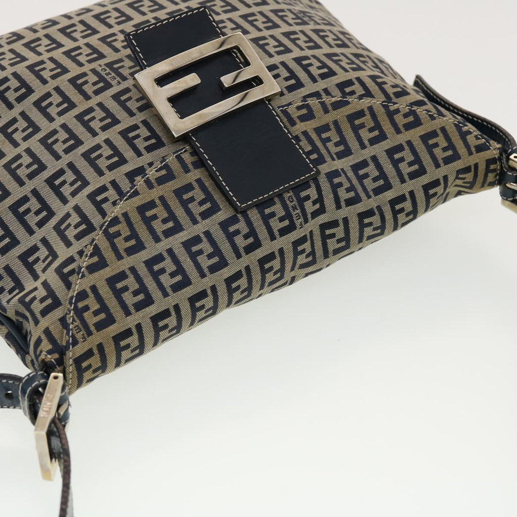 FENDI Zucchino Canvas Mamma Baguette Shoulder Bag Navy 83164900012 rd5160