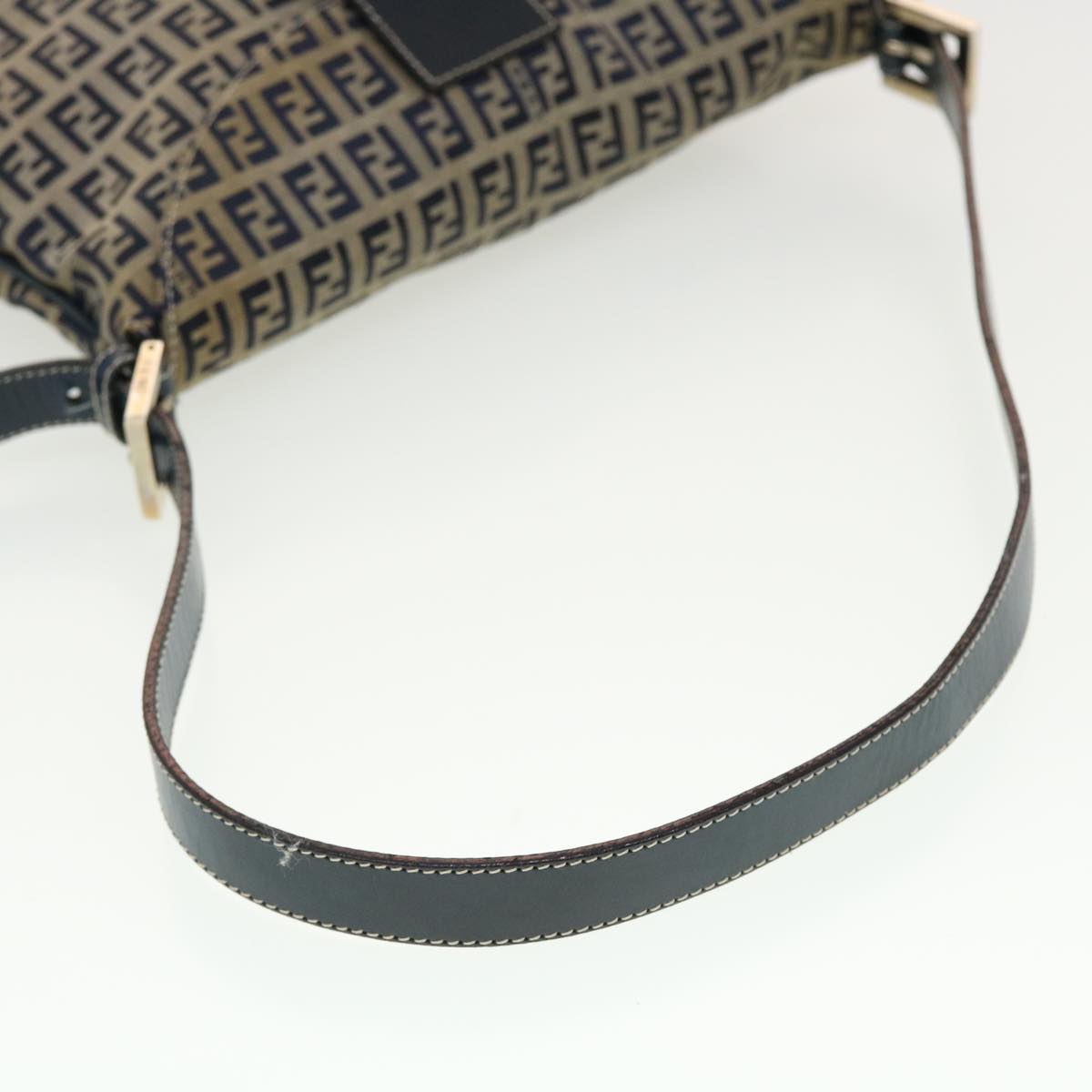 FENDI Zucchino Canvas Mamma Baguette Shoulder Bag Navy 83164900012 rd5160