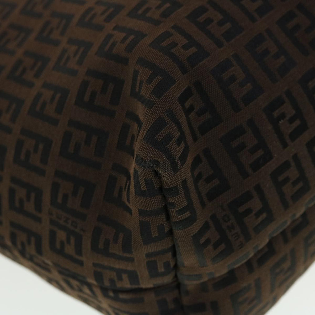 FENDI Zucchino Canvas Tote Bag Black Brown rd5172