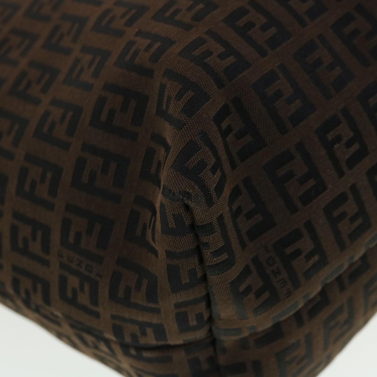 FENDI Zucchino Canvas Tote Bag Black Brown rd5172