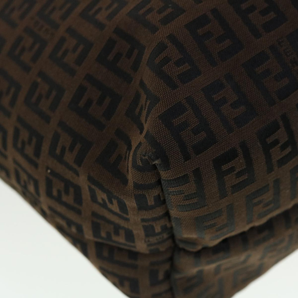 FENDI Zucchino Canvas Tote Bag Black Brown rd5172