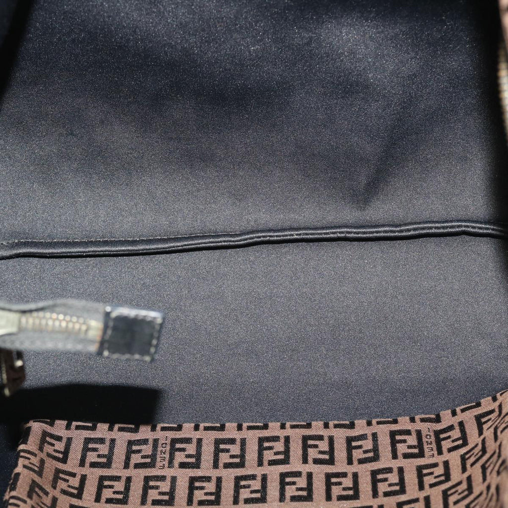 FENDI Zucchino Canvas Tote Bag Black Brown rd5172