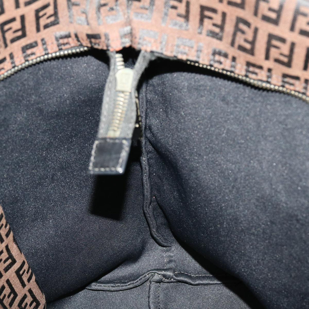 FENDI Zucchino Canvas Tote Bag Black Brown rd5172