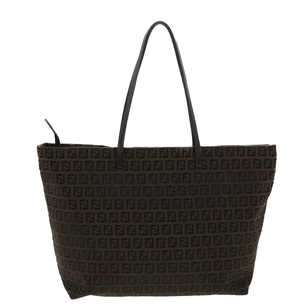 FENDI Zucchino Canvas Tote Bag Black Brown rd5172