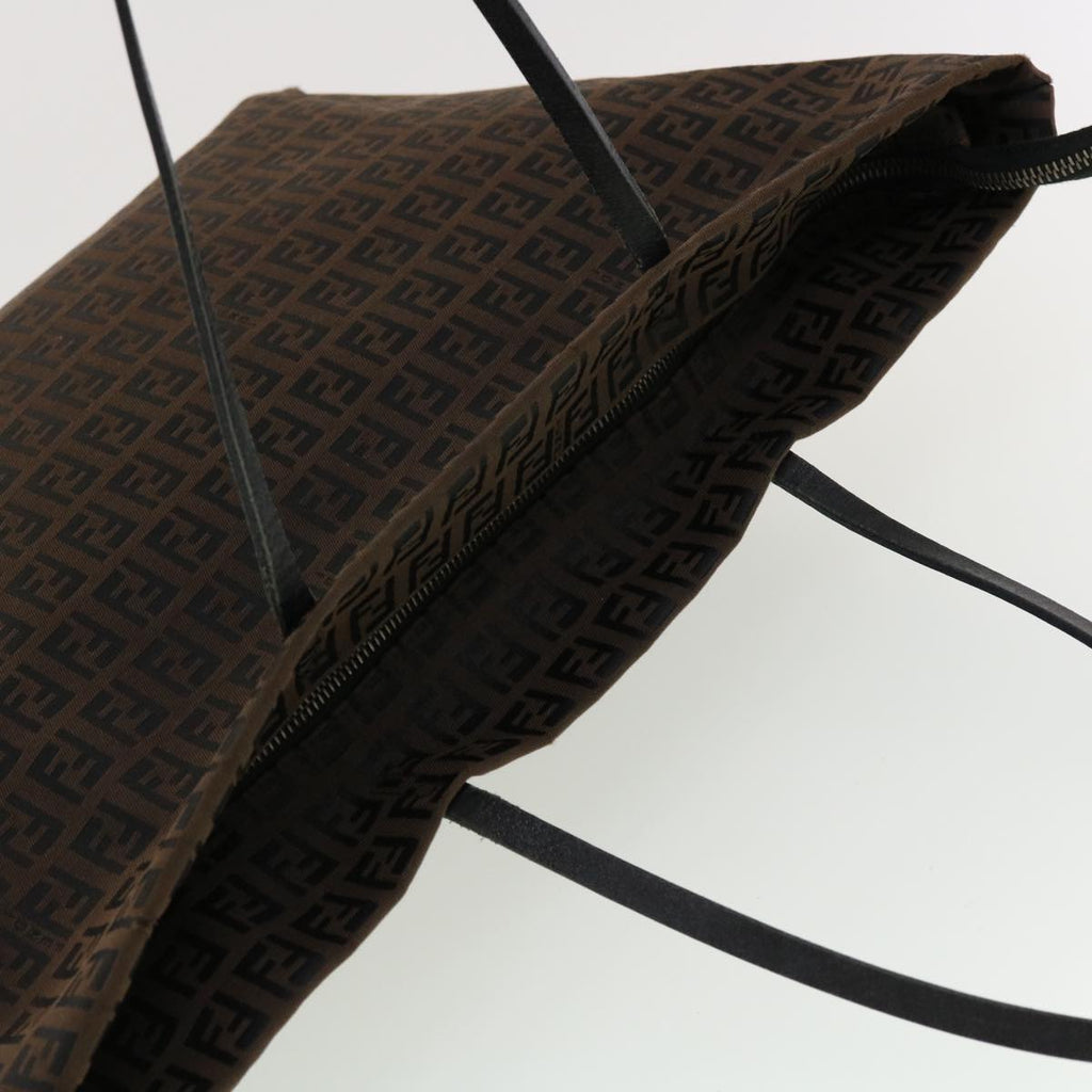 FENDI Zucchino Canvas Tote Bag Black Brown rd5172