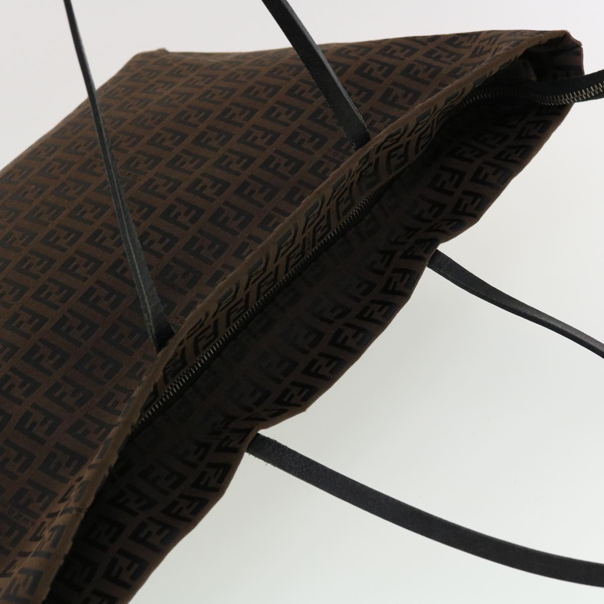 FENDI Zucchino Canvas Tote Bag Black Brown rd5172