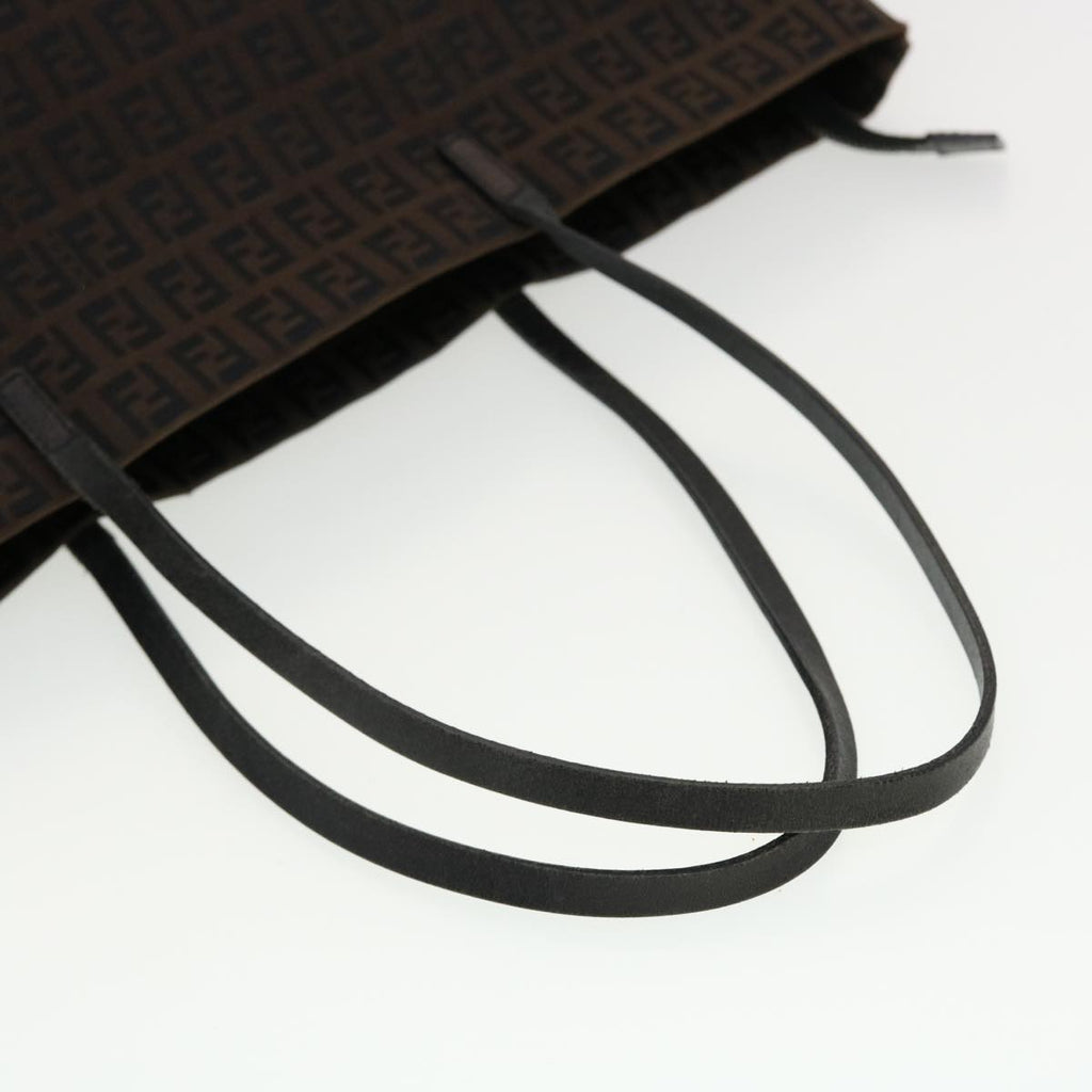 FENDI Zucchino Canvas Tote Bag Black Brown rd5172